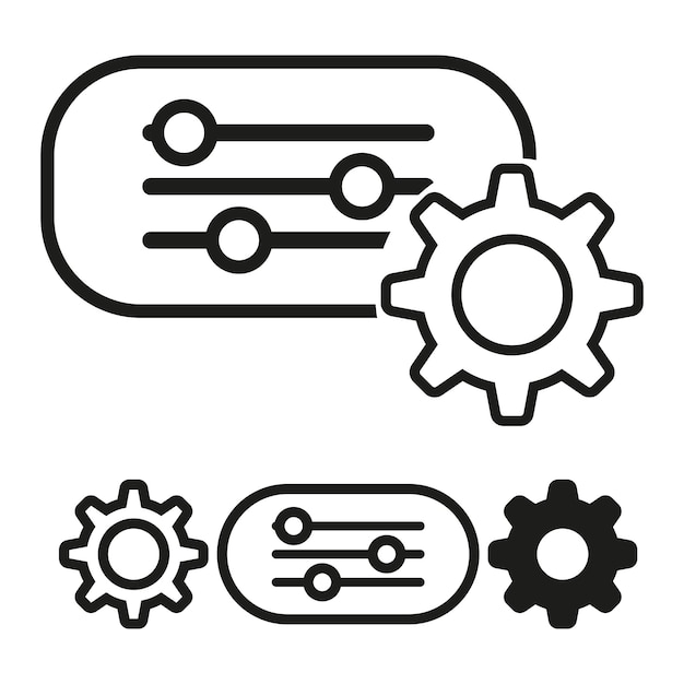 Technology process control icons Circuit and gear symbols Automation system concept Vector