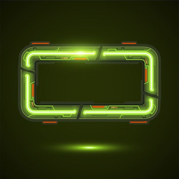 Technology rectangle frame background design in neon style