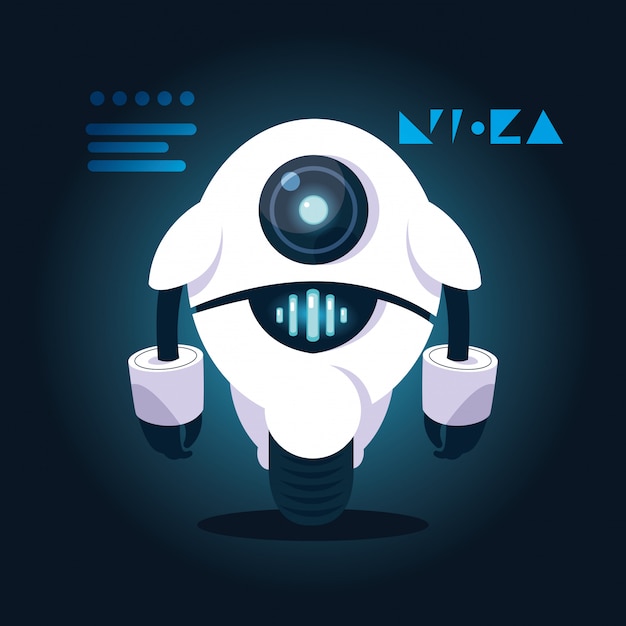 Vector technology robot cartoon over blue