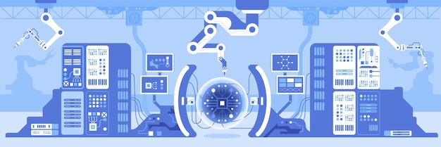technology science for industry flat illustration