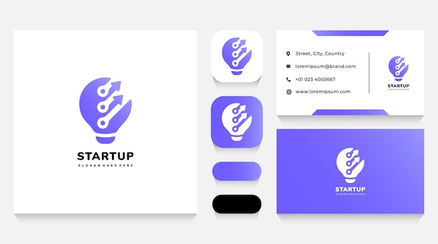 Vector technology startup idea logo template and business card