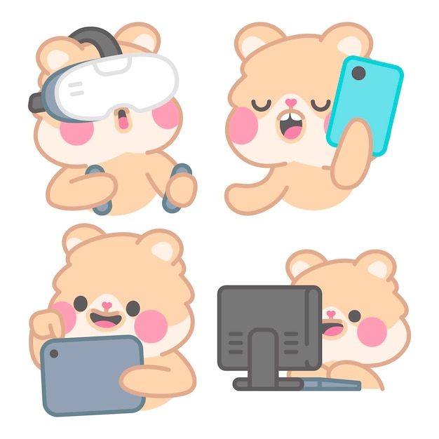 Technology stickers collection with kimchi the hamster