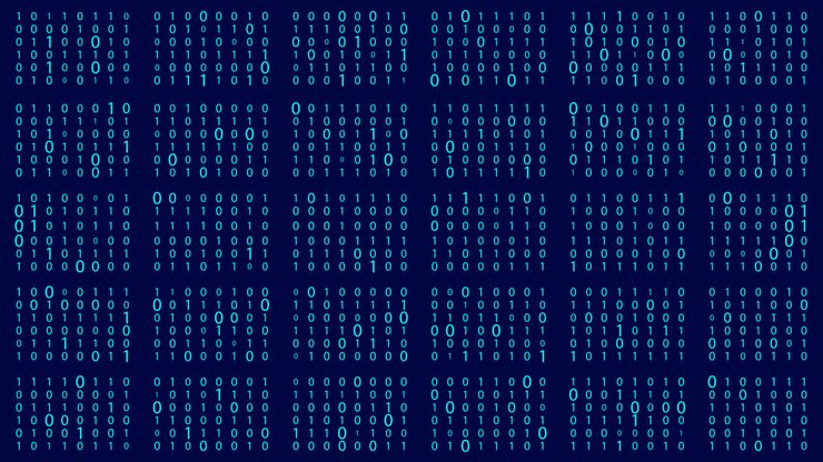 Vector technology stream binary code digital illustration blue matrix background programming coding hacking and encryption