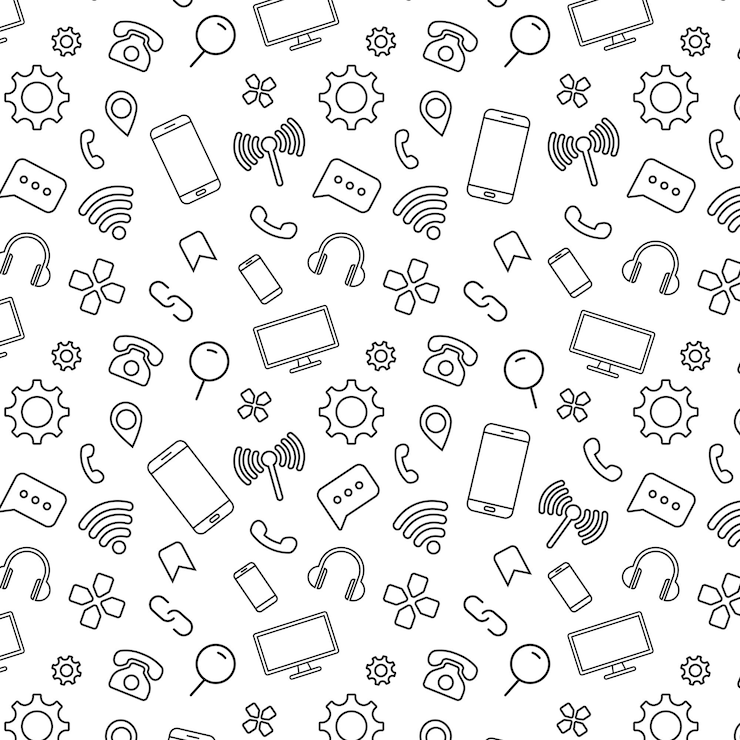 Vector technology symbols repeat pattern background vector illustration