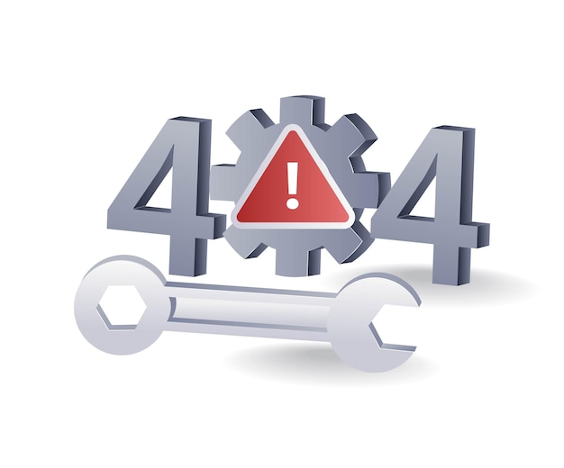 Technology system code 404 error warning flat isometric 3d illustration infographic