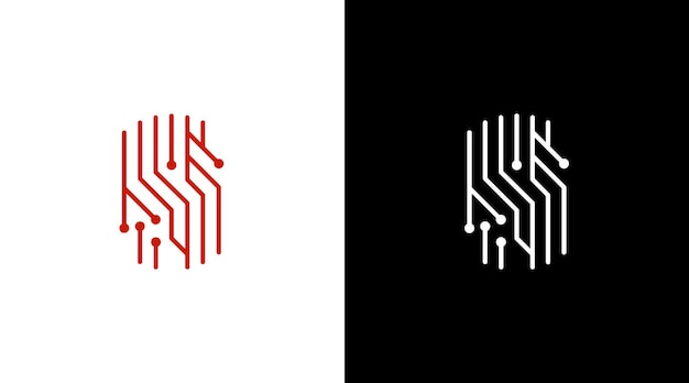 Технология tech wire system логотип монограмма значок шаблон дизайна