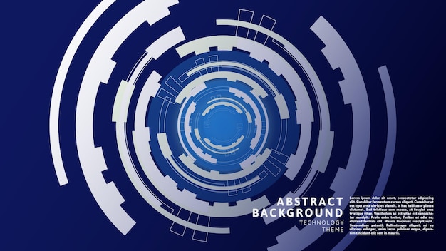 Technology Theme Abstract Background with Futuristic Circle Style on Dark Navy with Blur Core