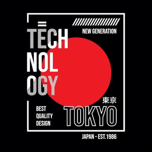 Technology tokyo japan typography design t shirt ready to print premium vector