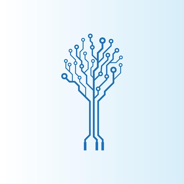 Technology tree logo. Vector circuit tree icon.