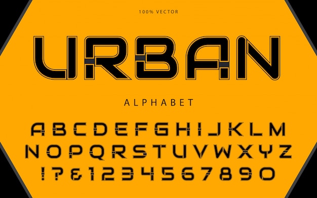 Technology typography urban font and number uppercase