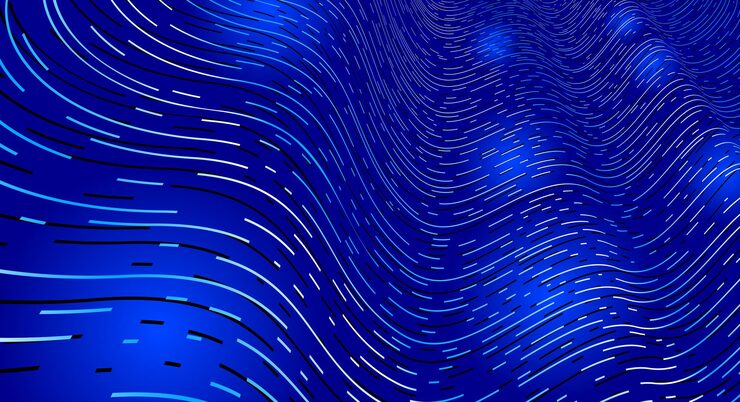 Vector technology vector abstract background with lines big data flow, 3d abstraction of nanotechnology and science, electronics and digital style, wire net dimensional perspective.