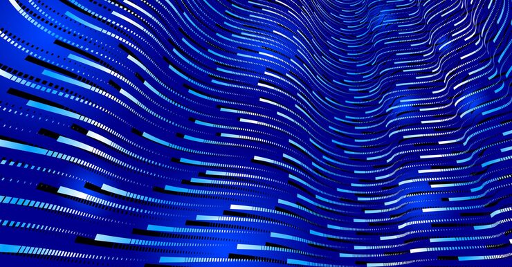 Vector 라인 빅 데이터 흐름, 나노 기술 및 과학, 전자 및 디지털 스타일의 3d 추상화, 와이어 네트 차원 관점이 있는 기술 벡터 추상적인 배경.