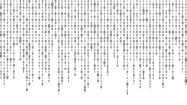 Vector technology vector binary code random falling digits on screen hacked software matrix sciense background big data analytics