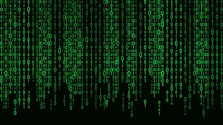 Vector technology vector binary code random falling digits on screen hacked software matrix sciense background big data analytics
