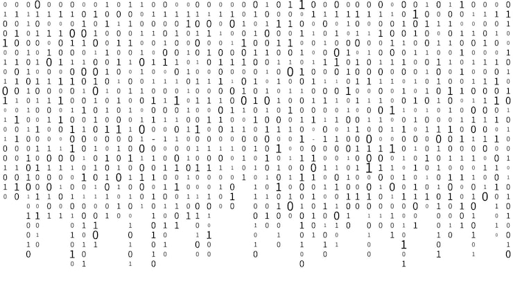 Vector technology vector binary code random falling digits on screen hacked software matrix sciense background big data analytics