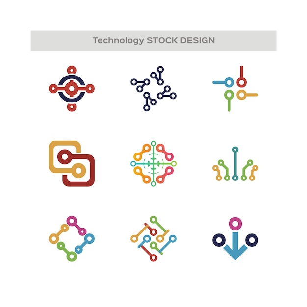 Logo vettoriale tecnologia impostato per l'identità aziendale. rete, elemento di progettazione internet.