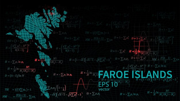 フェロー諸島のテクノロジーベクトル地図 未来的な現代的なウェブサイト 背景または表紙