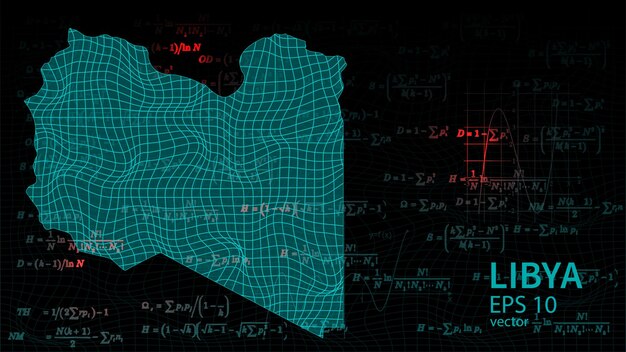 Vettore mappa vettoriale tecnologica della libia connessione futuristica moderna sfondo del sito web o copertina