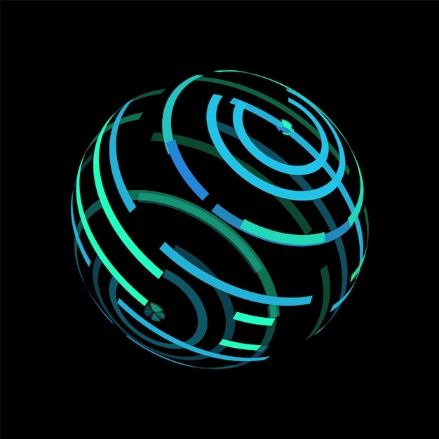 Technology vector spheres Digital HUD element consisting of lines Futuristic illustration