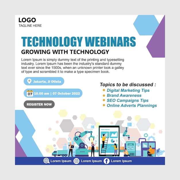 Technology webinar flyer template