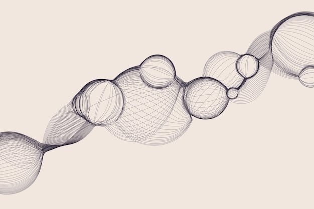 技術ワイヤ フレーム バブル波。技術の未来的なスタイルのグリッド形状の背景