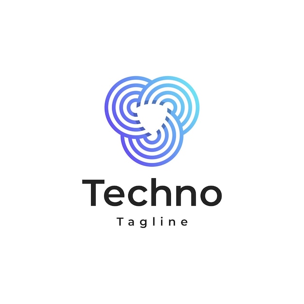 technology with shield line outline gradient colorful logo