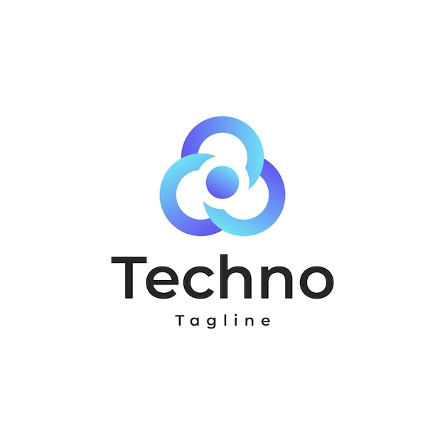 technology with shield line outline gradient colorful logo