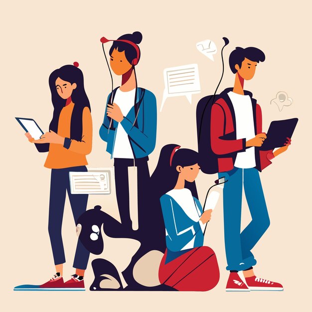 Techsavvy teens' world in illustrations