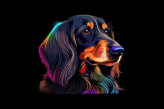 Teckel hond popart langharig miniatuur dachshu Vector illustratie ontwerp