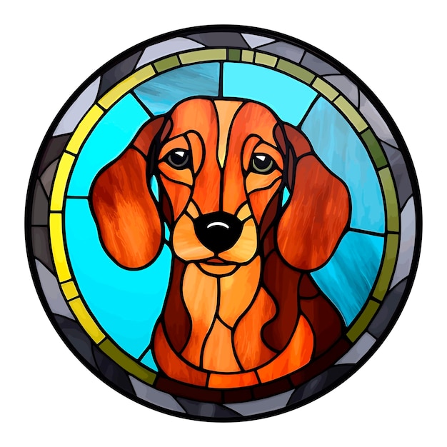 Vector teckel hond portret stained glass effect vector kunst illustratie