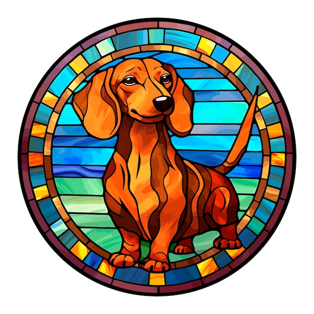 Vector teckel hond portret stained glass effect vector kunst illustratie