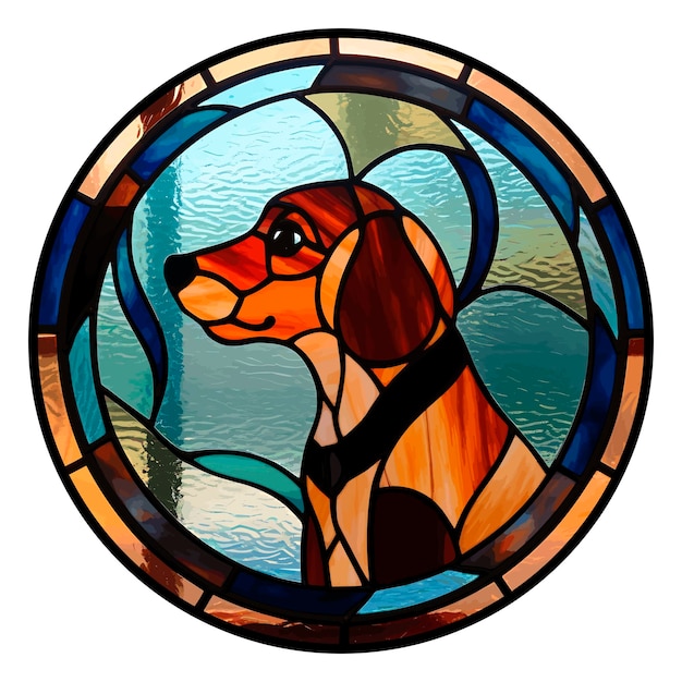 Teckel Hond portret Stained Glass effect vector kunst illustratie