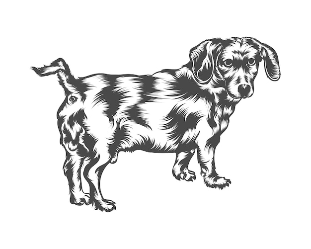 Vector teckel hondenras vector illustratie, teckel hond vector op witte achtergrond voor t-shirt, logo,