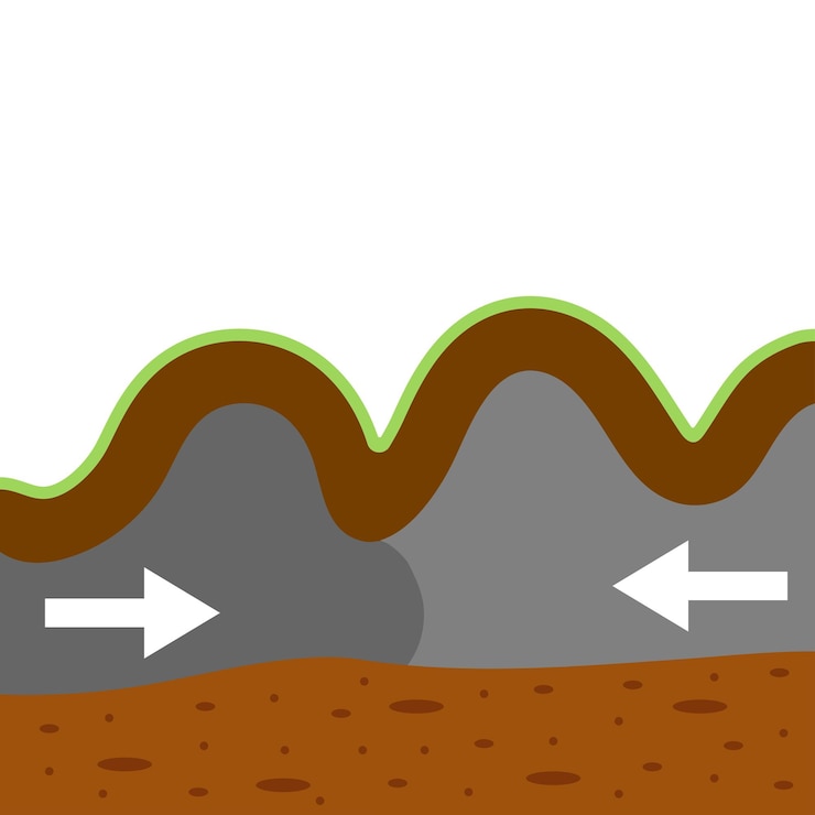 Vector tectonic plates moving earthquake cause tectonic structure changes natural hazards vector