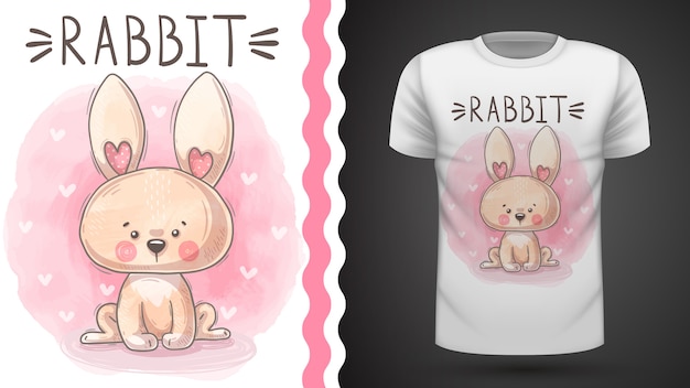 Teddy aquarel konijn - idee voor print t-shirt