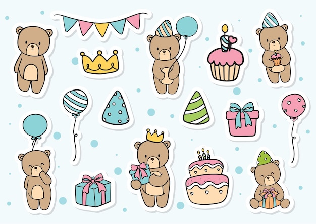 Teddy bear birthday sticker