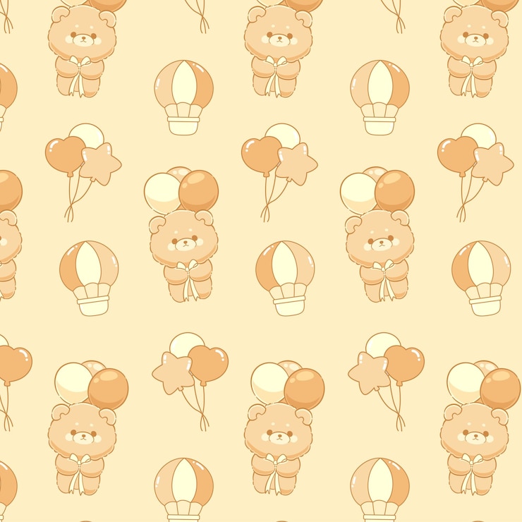 Vector teddy bear brown pastel seamless pattern wallpaper