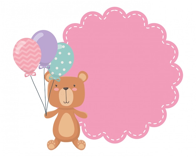 Teddy bear cartoon and balloons