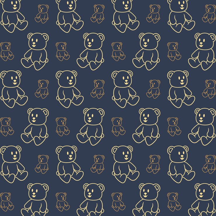 Vector teddy bear cartoon style trendy pattern vector illustration background