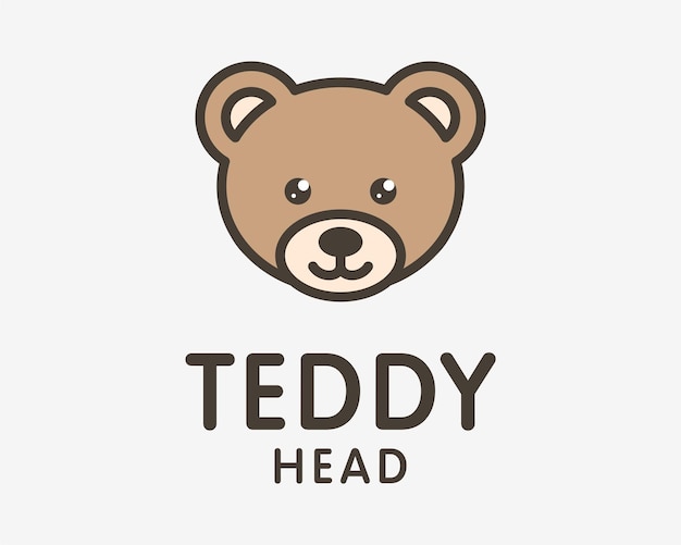 Teddy bear childhood stuffed doll baby kids children funny illustration mascot vector logo design