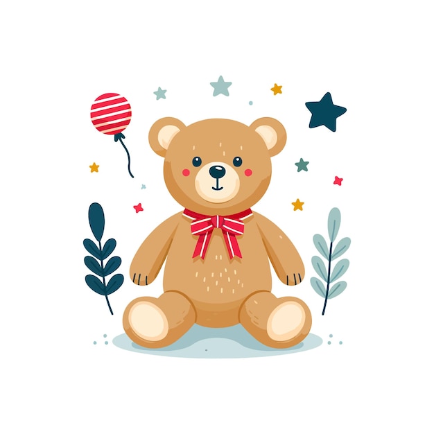 Vector teddy bear concept flat style vector illustration