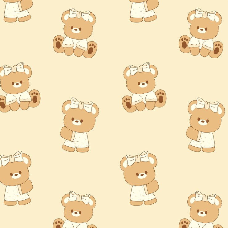 Vector teddy bear girl seamless pattern wallpaper