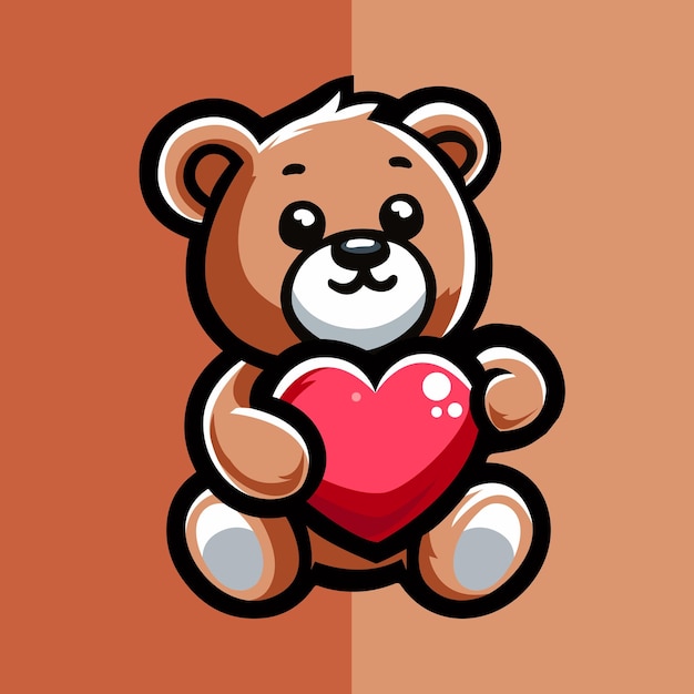 teddy bear holding heart vector illustration