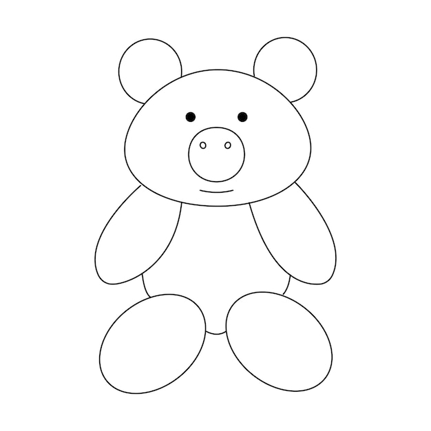 Teddy bear lien art icon Vector. Logo design. Toy, game. coloring sheet for kids.