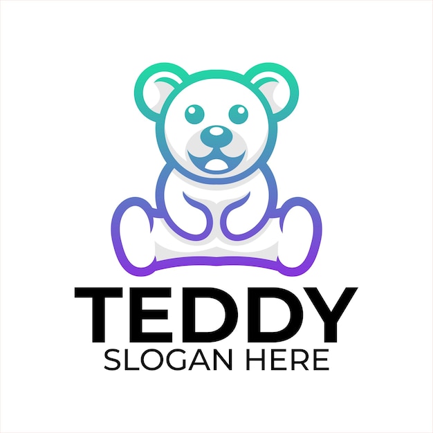 Teddy bear lineart logo design