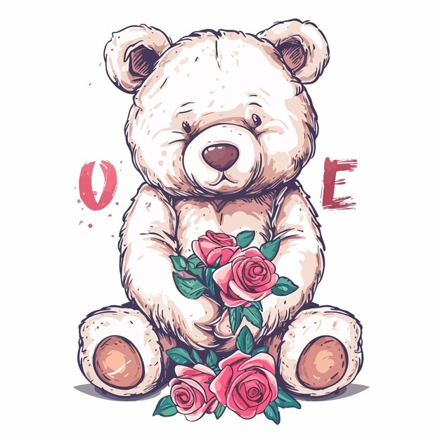 Vector teddy bear love