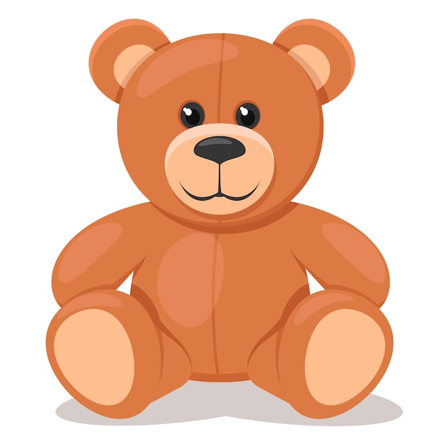 Vector teddy bear sits on a white background