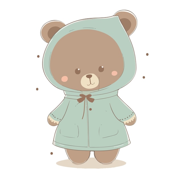 Vector a teddy bear wearing a raincoat that says 