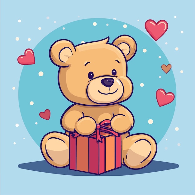 teddy_beer_sitting_with_wrapped_gift_box