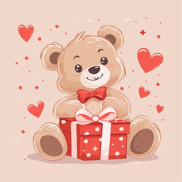 teddy_beer_sitting_with_wrapped_gift_box